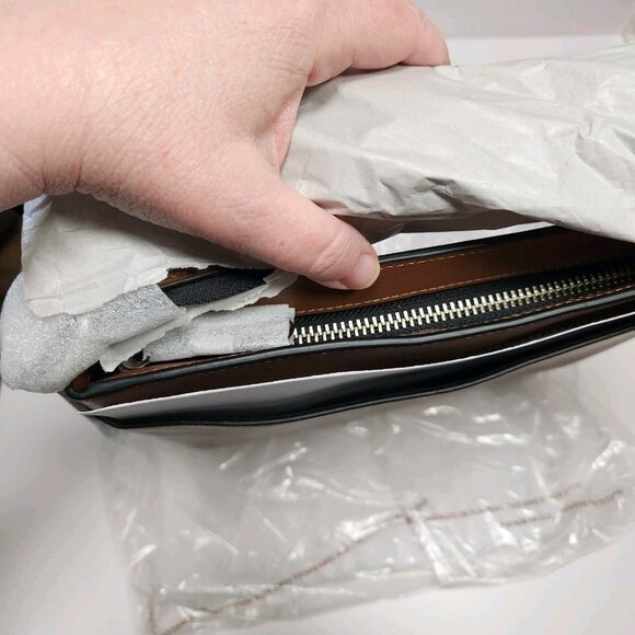 Coach New York Brown Pebbled Leather Charles Varsity Stripe Bag New W Tag - Picture 9 of 13